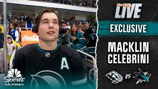 Macklin Celebrini discusses game-winning hat trick in Sharks' OT win vs. Mammoth | NBC Sports CA