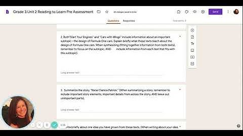 Grade 3 Unit 2 Reading to Learn Pre Assessment Read Aloud of Questions  Google Forms