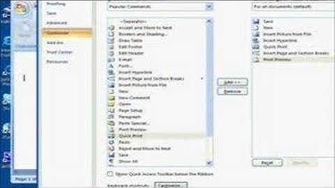Quick Access Toolbar and Keyboard Shortcuts