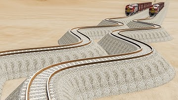 Impossible Snake Shape Weird Rail Tracks Vs Trains Crossing - BeamNG.Drive