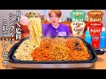 【大食い】BTS監修のARIHモダンヌードル全種類12カップを大量にプレートにぶち込んで食べる大食い男。激辛もあるだと…。【ぞうさんパクパク】【セブンイレブン】