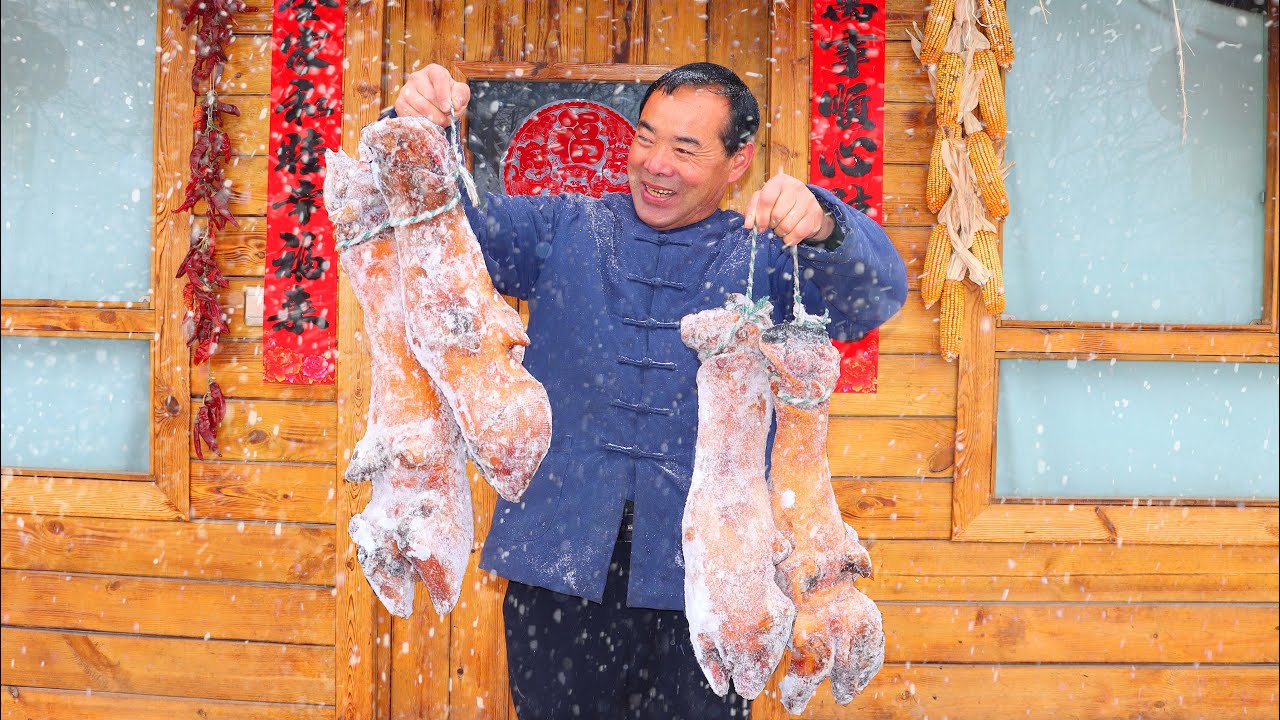 Жареные коровьи ноги в снегу, сделанные из грязи | Дядюшка Сельский Гурман