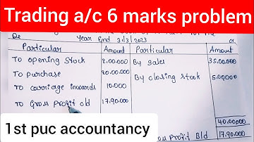 trading account 6 marks problem 1st puc accountancy