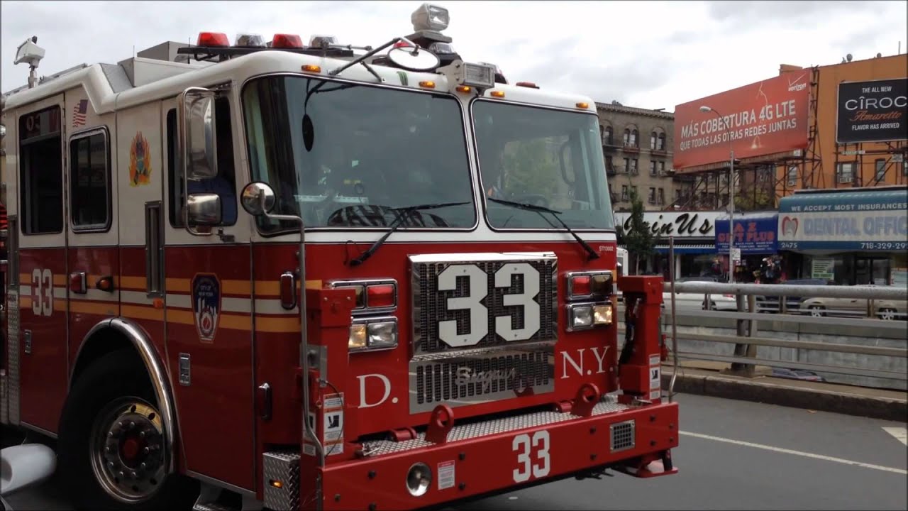 BRAND NEW FDNY TOWER LADDER 33 AROUND THE GRAND CONCOURSE AND FORDHAM ...