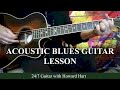 Acoustic blues guitar lesson  combining turnarounds fills  licks with rhythm playing