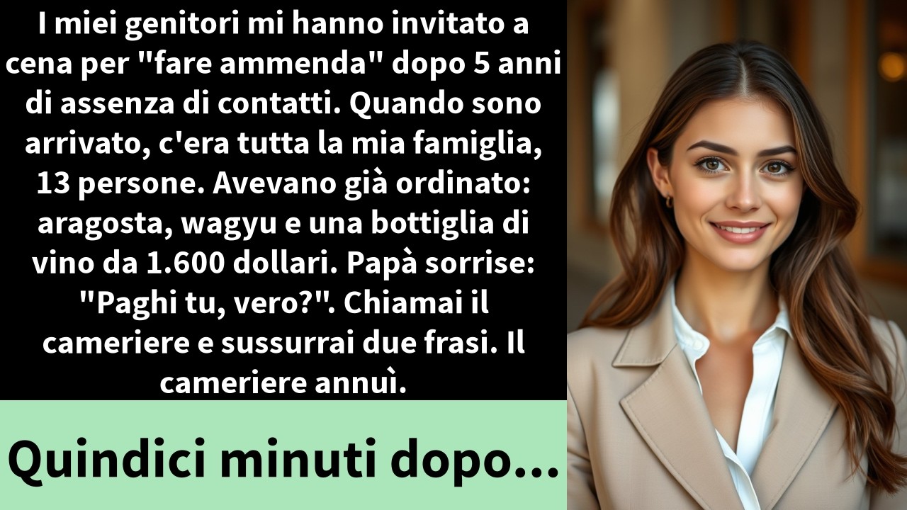 «"Sei in debito con noi per averti cresciuta", mi disse mio padre, spingendo verso di me un conto di quasi 4.000 dollari. Avevo accettato il suo invito a cena dopo cinque anni di silenzio,...