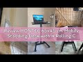 Review BONTEC 65×45 cm Mobile Standing Desk with 4 Rolling Castors, Height Adjustable Desk on Wheels