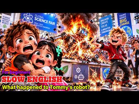 Tommy Built A Turbo Robot Alone... THEN It Caught Fire! 😱 | Slow English Listening (A2 Level)