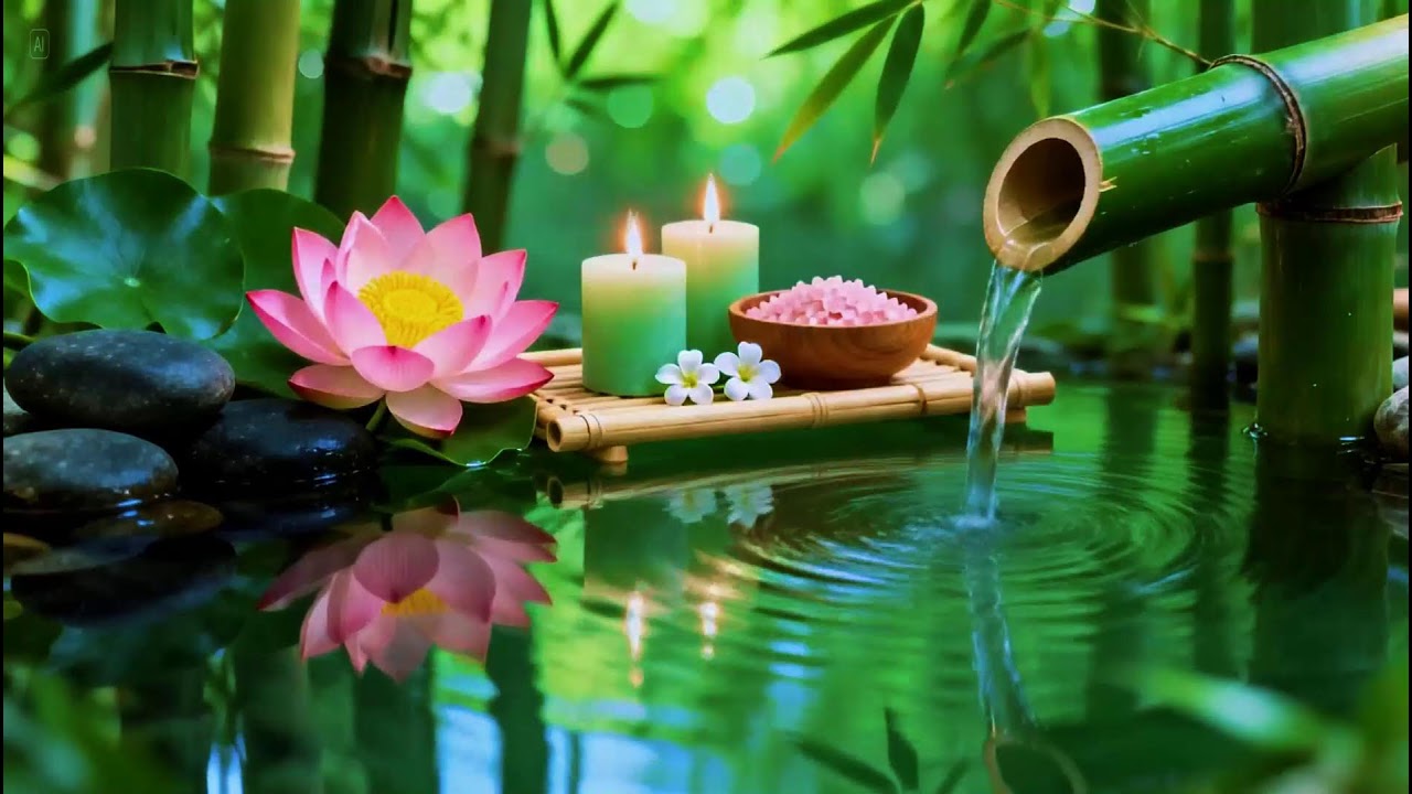 Relaxing Sleep Music with Bamboo Water Sound🌿Insomnia Relief,Stress Relief,Calm Anxiety & Meditation