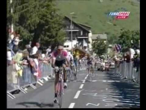 alpe d´huez 1999 Guerini kollidiert/collides with fan // funny angerman vs rominger;-)))