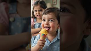 😂 “Mummy! Didi Wali Ice Cream!” 🍦🤣 #short video #funny baby#cute baby#Ai little meme kids