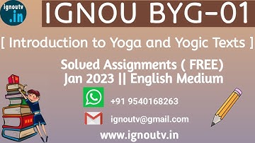 IGNOU BYG-01 Solved Assignment Jan 2023 [FREE] || IGNOU CPY || BYG-01 || IGNOU TV || IGNOU ||