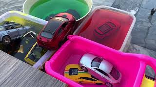 Bigger And Smaller Diecast Model Cars Jump Into Water