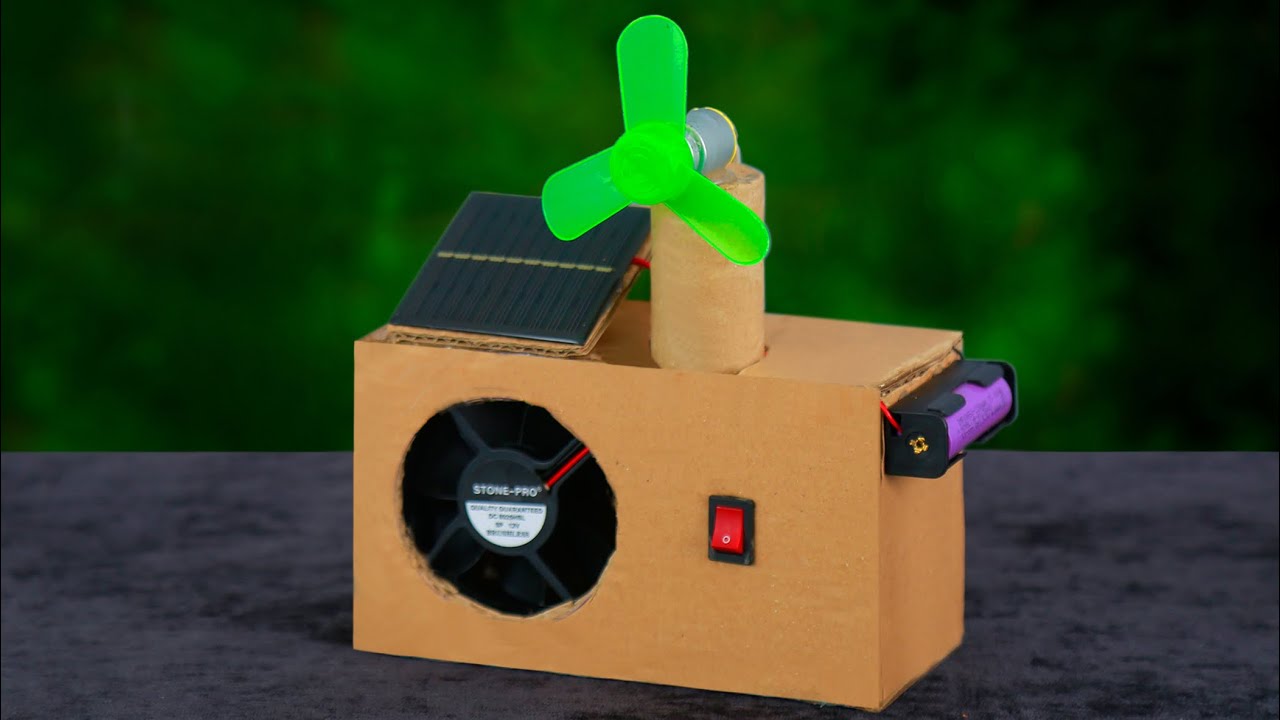 1 Science project item made with cardboard dc motor cooling fan solar ...