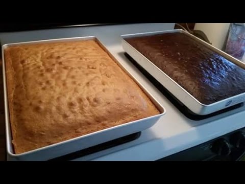 How many cake mix boxes do you need for a half sheet cake/how do I grease my baking sheets?