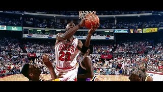 Michael Jordan Switches Hands for Layup