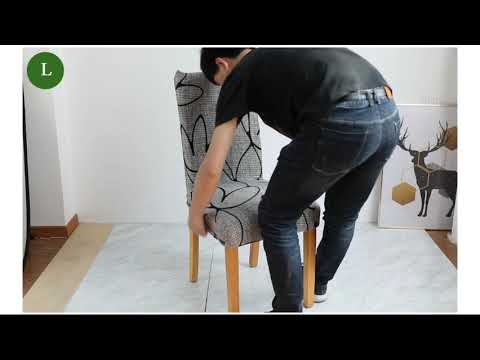 video-of-universal-chair-cover-installation，stretch-chair-cover-big-elastic-seat-chair-covers