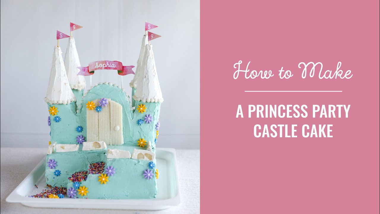 How to Make an Princess Party Castle Cake with Printable Banners and ...
