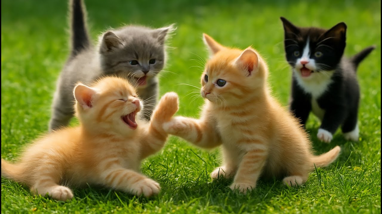Thumbnail: Beautiful Kittens Playing On The Grass - Cat Sounds, Beautiful Cat Videos