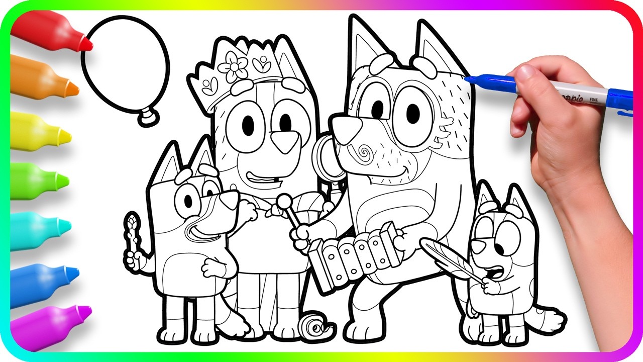 BLUEY Coloring Pages. Do you know How to color Bluey, Bingo, Mom and Dad characters?