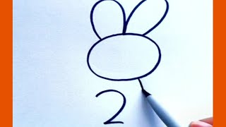 رسم سهل/طريقة رسم ارنب بالأرقام/تعلم الرسم/easy drawing/ Draw a cute rabbit by numbers