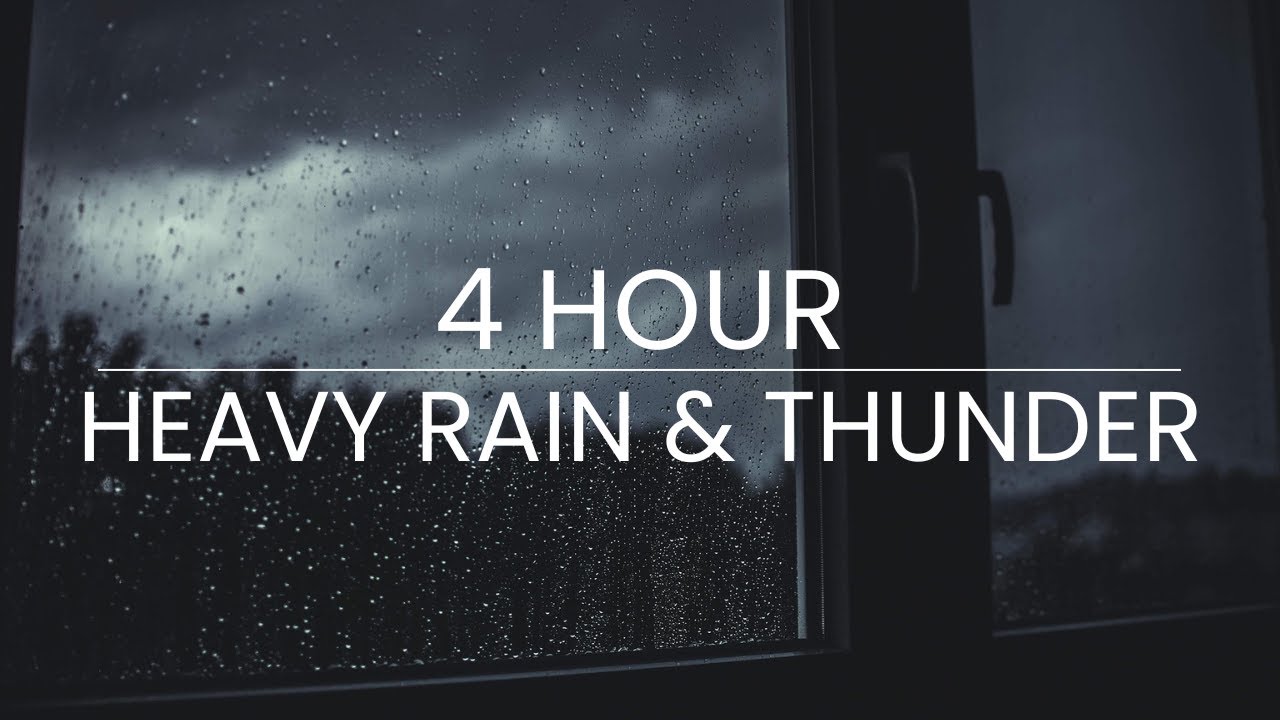 Sleep Fast With Heavy Rain & Wind | 4 Hour Windy Rain Sounds