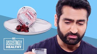 Kumail Nanjiani Cries Tears of Pain Tasting Vegan Blue Cheese | Disgustingly Healthy | Men's Health
