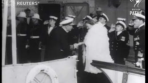 Queen Juliana and Prince Bernhard greeted aboard B...