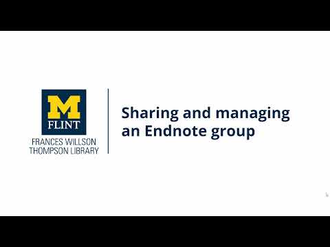 Sharing and Managing an EndNote Group