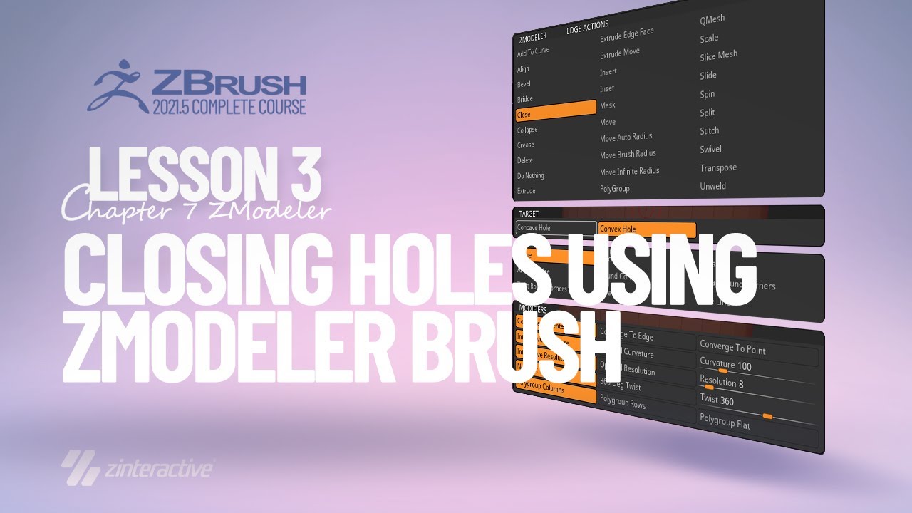 how to close holes caused by deleting polygroups in zbrush