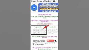 SBI Apprentice Recruitment 2023 | #latest #sbi #shortsfeed