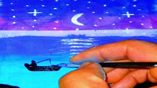 i draw a  boat under aurora borealis | oil pastel drawing easy