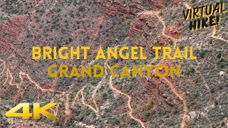 (Virtual Hike No Music) Bright Angel Trail | Grand Canyon  4K  ASMR Nature Sounds  All Trails