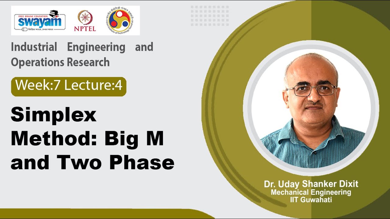 Lec 34: Simplex Method: Big M and Two Phase - YouTube
