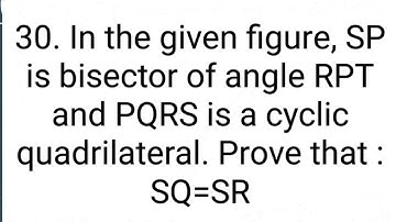 Ques:-30. In the given figure, SP is bisector of angle RPT and PQRS is a cyclic quadrilateral. Prove