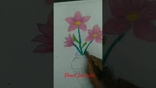 Flower vase drawing with oil pastel#shortvideo #drawing