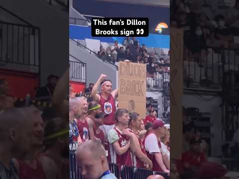Dillon Brooks reacts to this fan’s sign during the FIBA WC