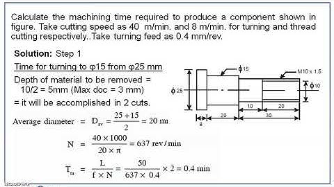 Machining Time Calculation Lathe Operations 2