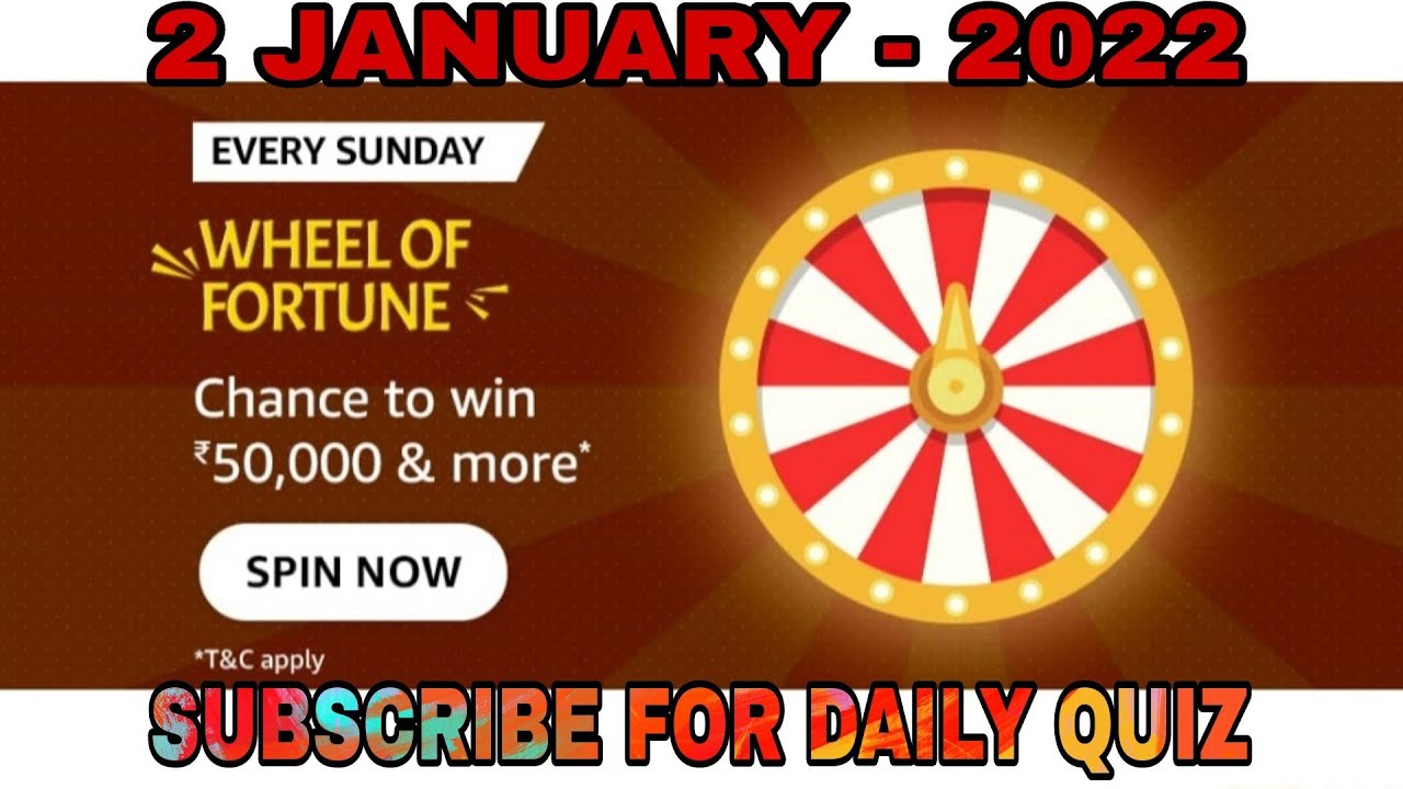 Amazon Wheel Of Fortune Quiz Answers l 2 January 2022 YouTube
