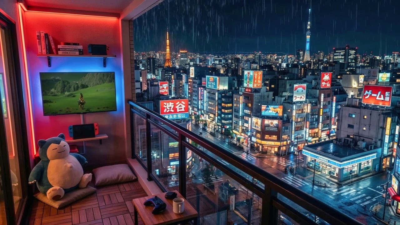 Cozy Midnight Rain in Japan 🌧️ Chill Lofi Beats to Study, Work & Relax