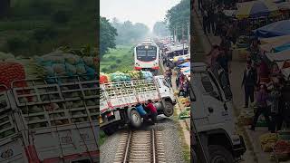 Residents Rescue Truck Stuck On Railway Tracks