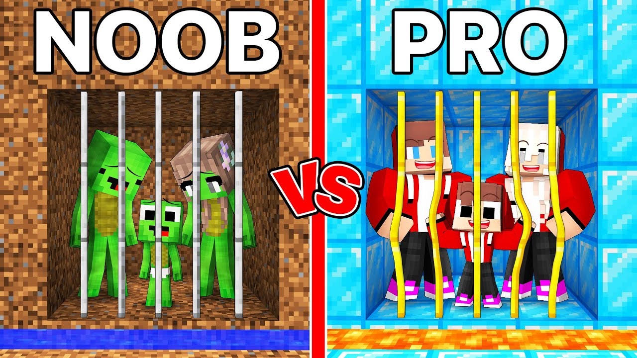 JJ's STRONG Family vs Mikey's WEAK Family Prison Battle in Minecraft - Maizen