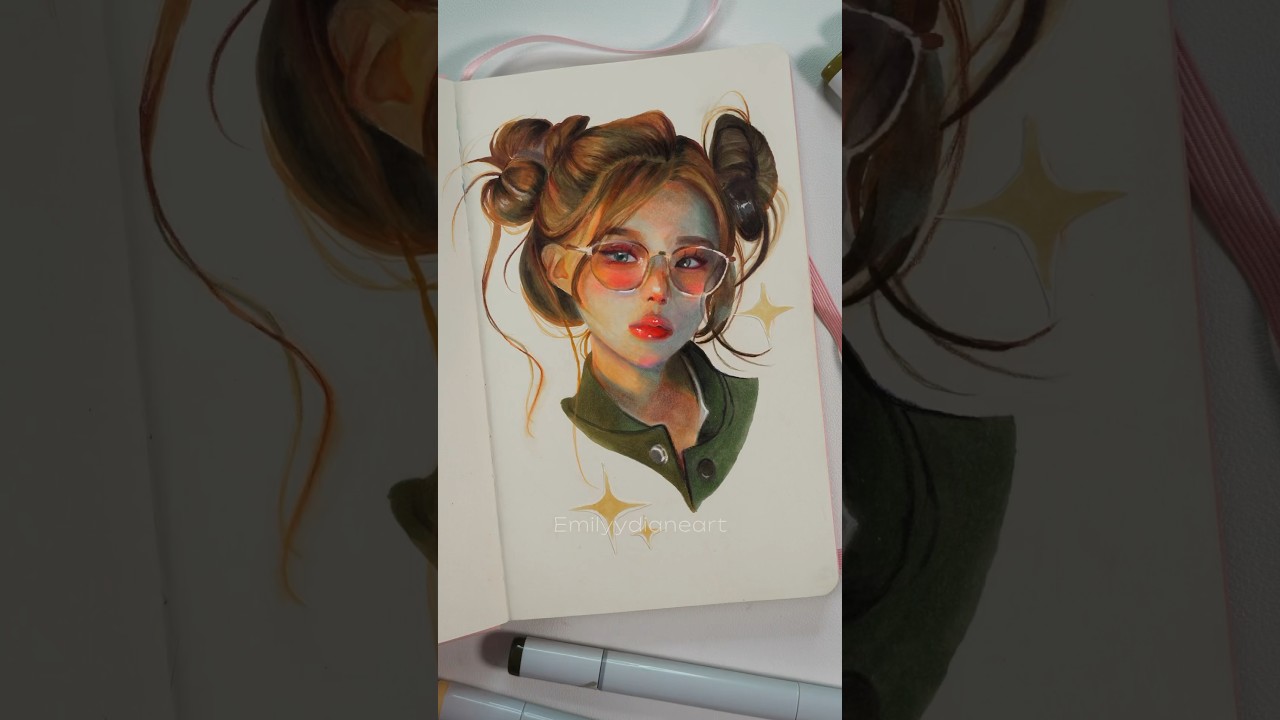 Alcohol marker painting process-color & light portrait study. #art #artprocess #drawing #markers