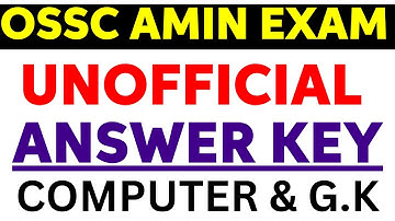OSSC AMIN EXAM 2023 ANSWER KEY COMPUTER & GK ANALYSIS BY AMIYA SIR