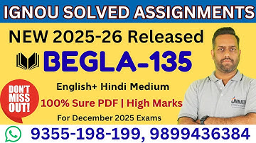 IGNOU BEGLA-135 Solved Assignment 2025 | 100% Pass solutions #ignoubag