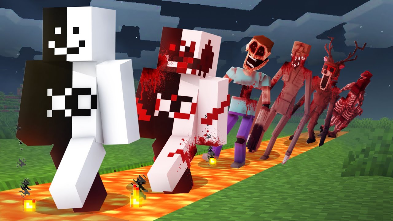 Minecraft, But DAMAGE = FAMOUS SCARY MONSTERS