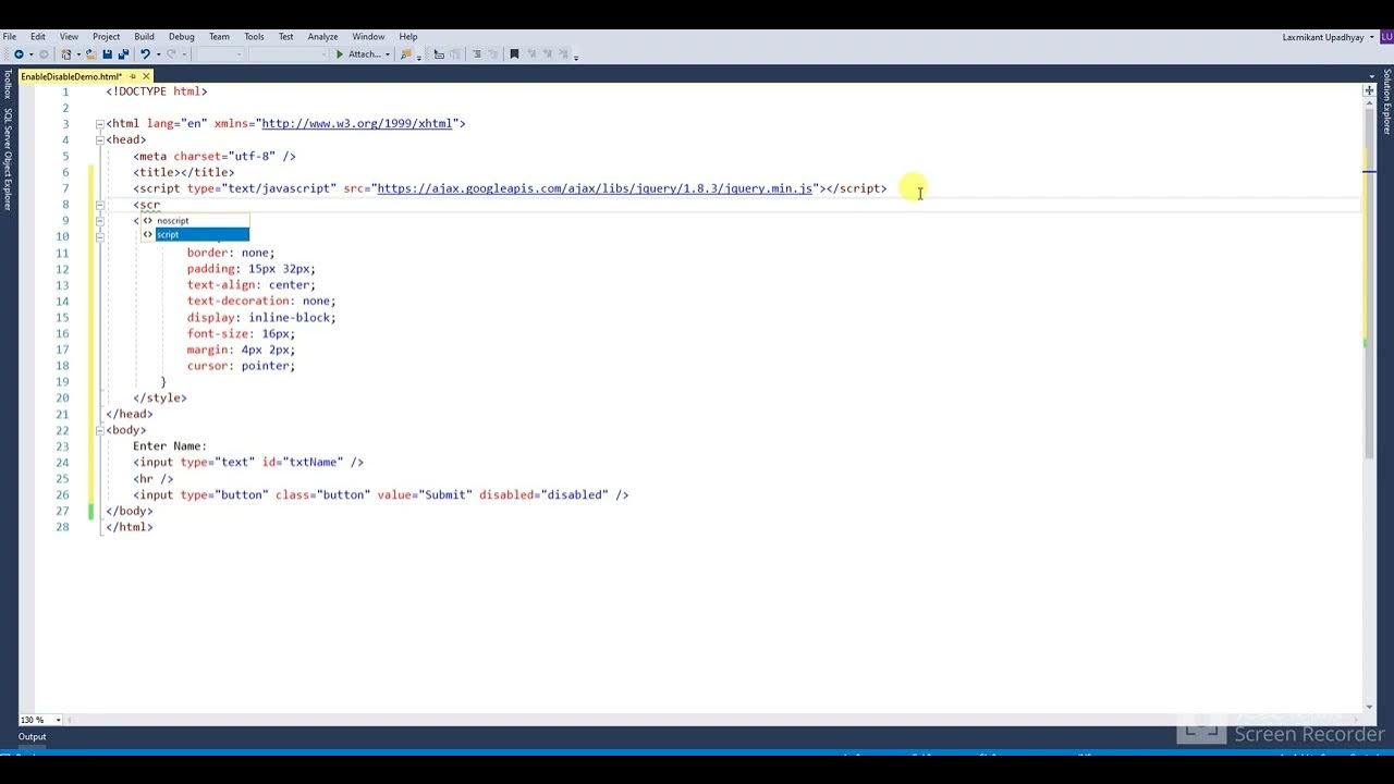 Enable or Disable Button based on condition using jQuery - YouTube