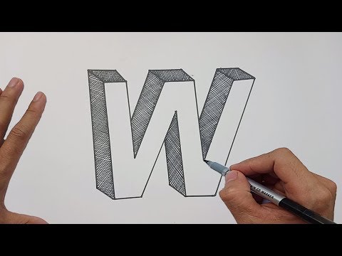 تعليم رسم كيفية رسم حرف w بشكل ثلاثي الابعاد how to draw a letter 