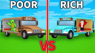 Mikey Poor vs JJ Rich SCHOOL BUS HOUSE Battle in Minecraft (Maizen)