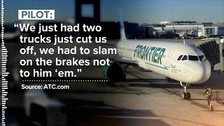 Lax Close Call Plane And 2 Trucks Nearly Collide
